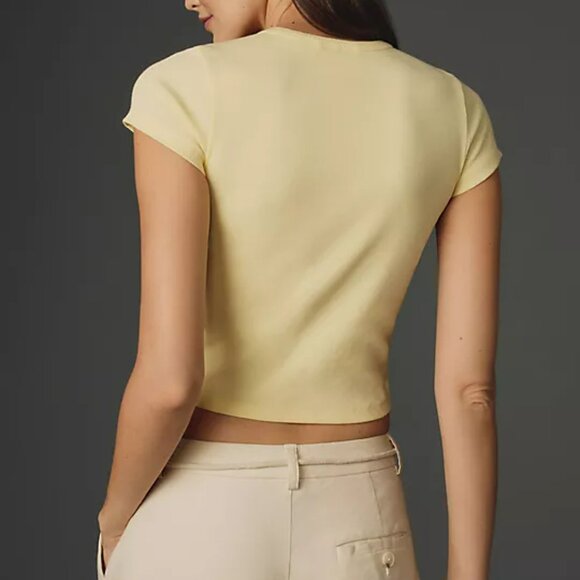 Maeve/ Anthropologie Blair Short-Sleeve Baby Tee beige - Picture 4 of 8